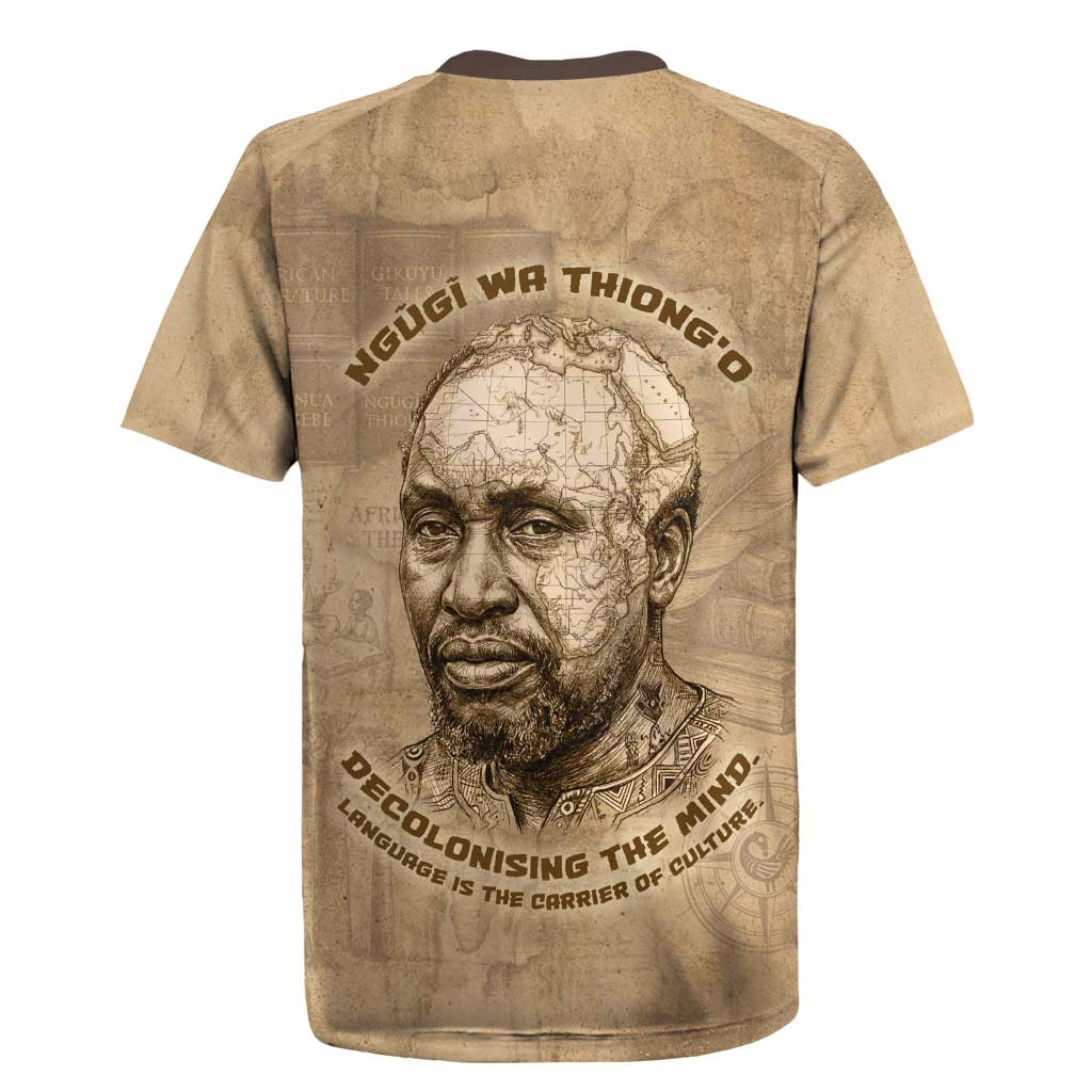 Ngugi wa Thiong O Rugby Jersey Vintage Map Ancient African Library - Decolonising the Mind - Wonder Print Shop