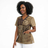Ngugi wa Thiong O Scrub Top Vintage Map Ancient African Library - Decolonising the Mind - Wonder Print Shop