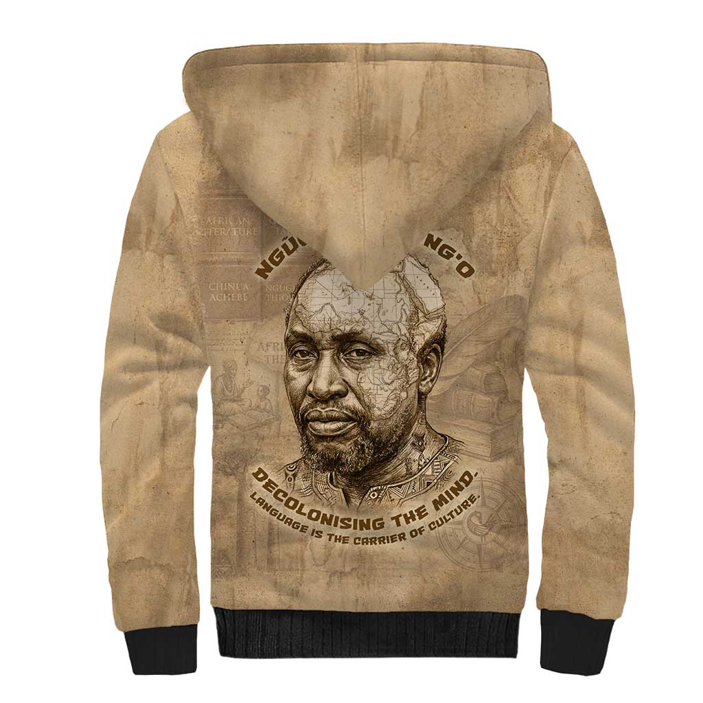 Ngugi wa Thiong O Sherpa Hoodie Vintage Map Ancient African Library - Decolonising the Mind - Wonder Print Shop