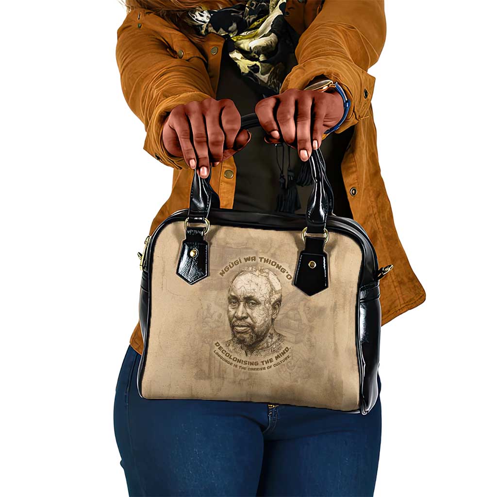 Ngugi wa Thiong O Shoulder Handbag Vintage Map Ancient African Library - Decolonising the Mind - Wonder Print Shop
