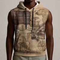 Ngugi wa Thiong O Sleeveless Hoodie Vintage Map Ancient African Library - Decolonising the Mind - Wonder Print Shop