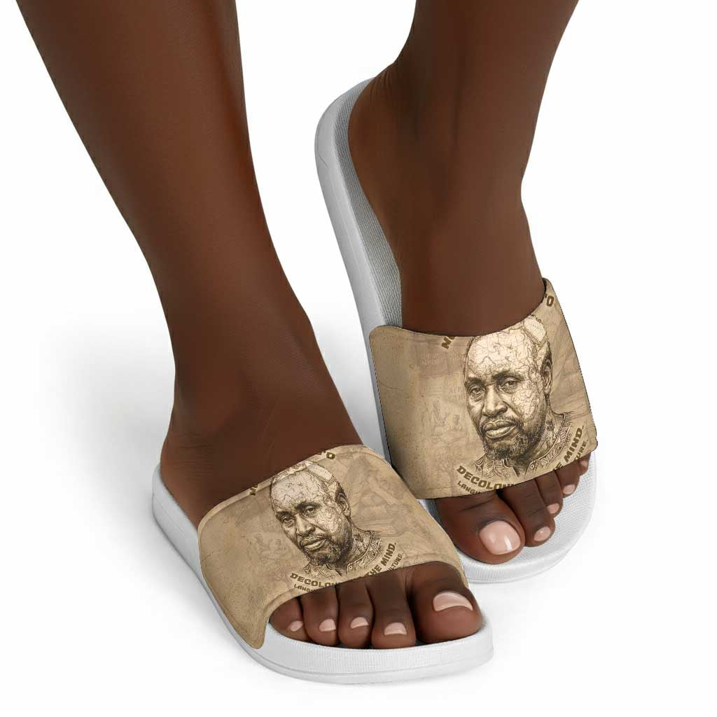 Ngugi wa Thiong O Slide Sandals Vintage Map Ancient African Library - Decolonising the Mind - Wonder Print Shop