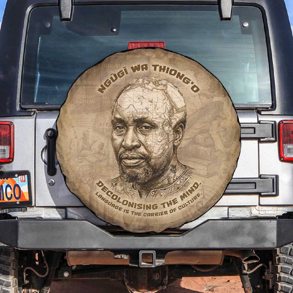 Ngugi wa Thiong O Spare Tire Cover Vintage Map Ancient African Library - Decolonising the Mind - Wonder Print Shop