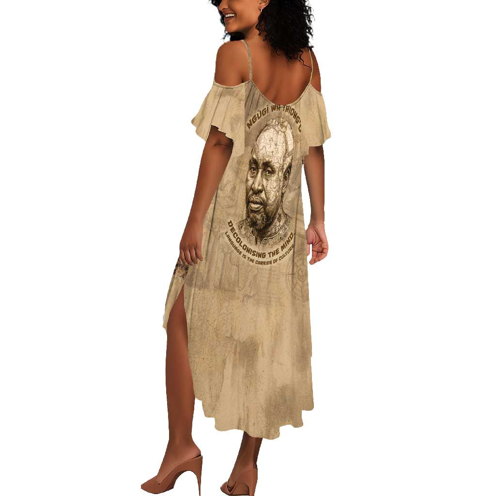 Ngugi wa Thiong O Summer Maxi Dress Vintage Map Ancient African Library - Decolonising the Mind - Wonder Print Shop