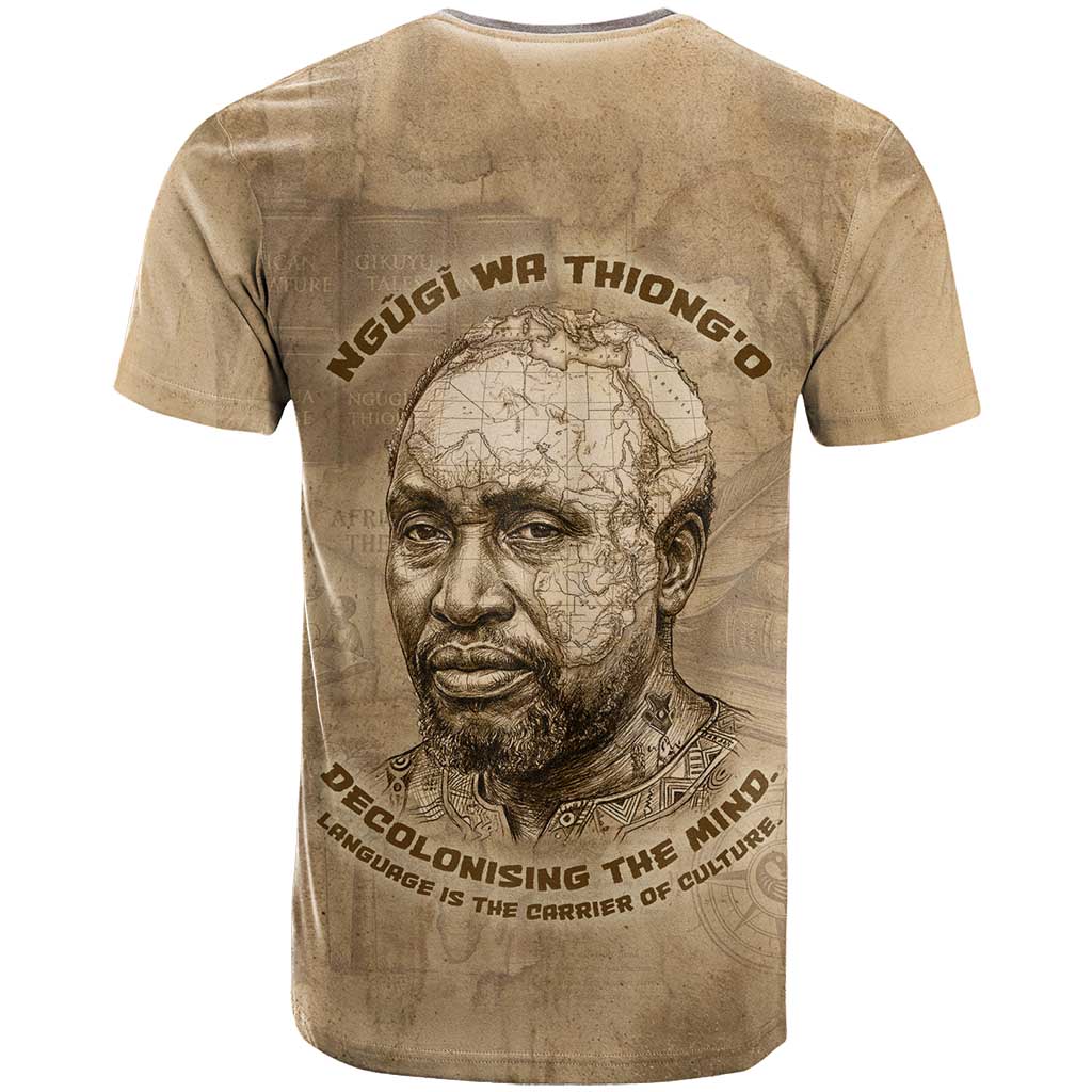 Ngugi wa Thiong O T shirt Vintage Map Ancient African Library - Decolonising the Mind - Wonder Print Shop