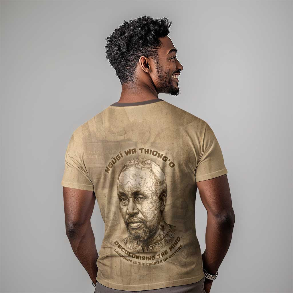 Ngugi wa Thiong O T shirt Vintage Map Ancient African Library - Decolonising the Mind - Wonder Print Shop