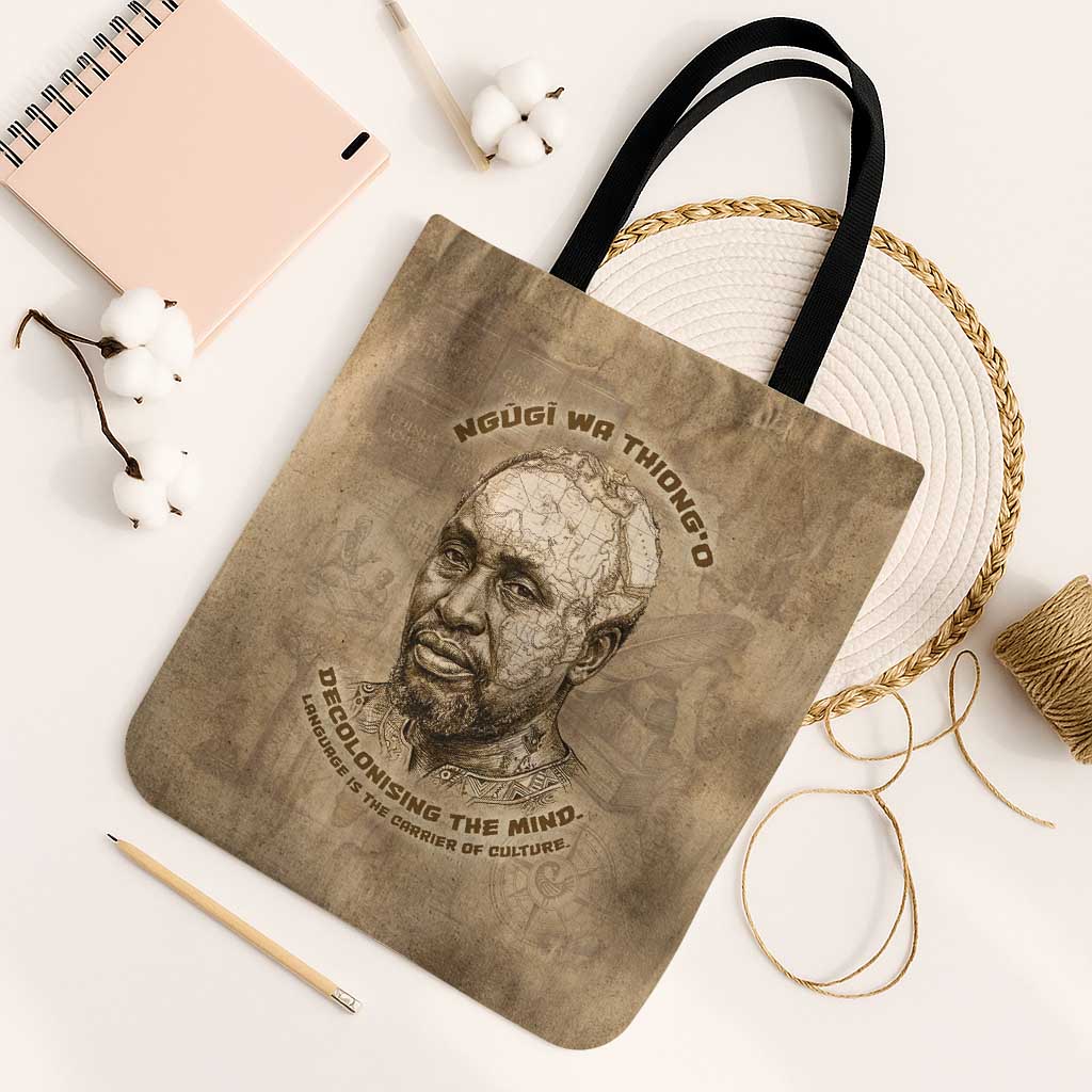 Ngugi wa Thiong O Tote Bag Vintage Map Ancient African Library - Decolonising the Mind - Wonder Print Shop