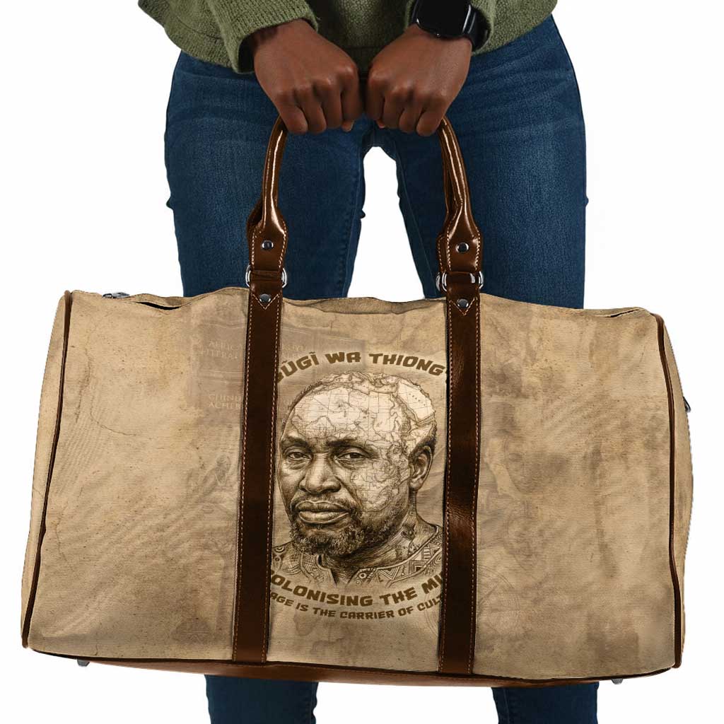 Ngugi wa Thiong O Travel Bag Vintage Map Ancient African Library - Decolonising the Mind - Wonder Print Shop