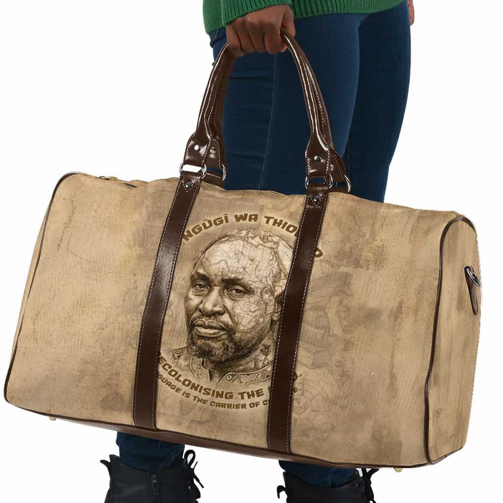 Ngugi wa Thiong O Travel Bag Vintage Map Ancient African Library - Decolonising the Mind - Wonder Print Shop