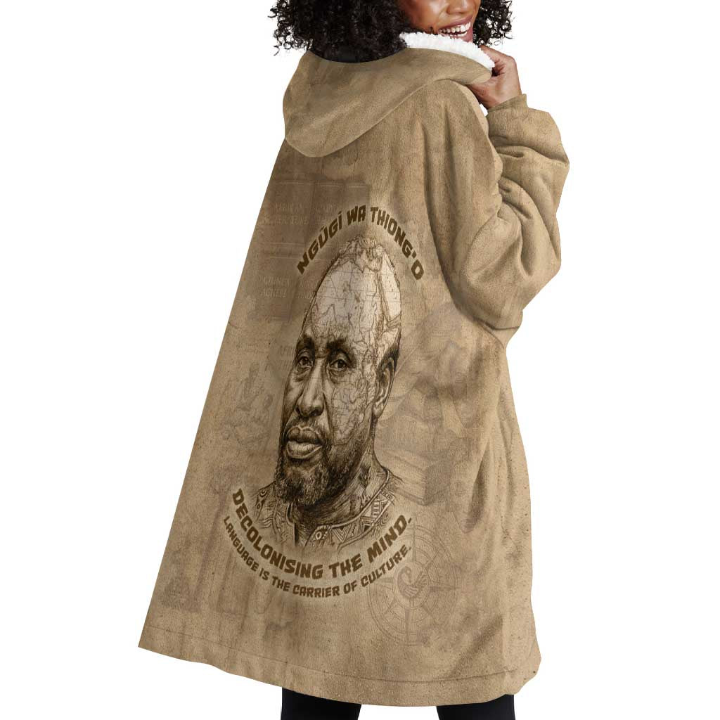 Ngugi wa Thiong O Wearable Blanket Hoodie Vintage Map Ancient African Library - Decolonising the Mind - Wonder Print Shop