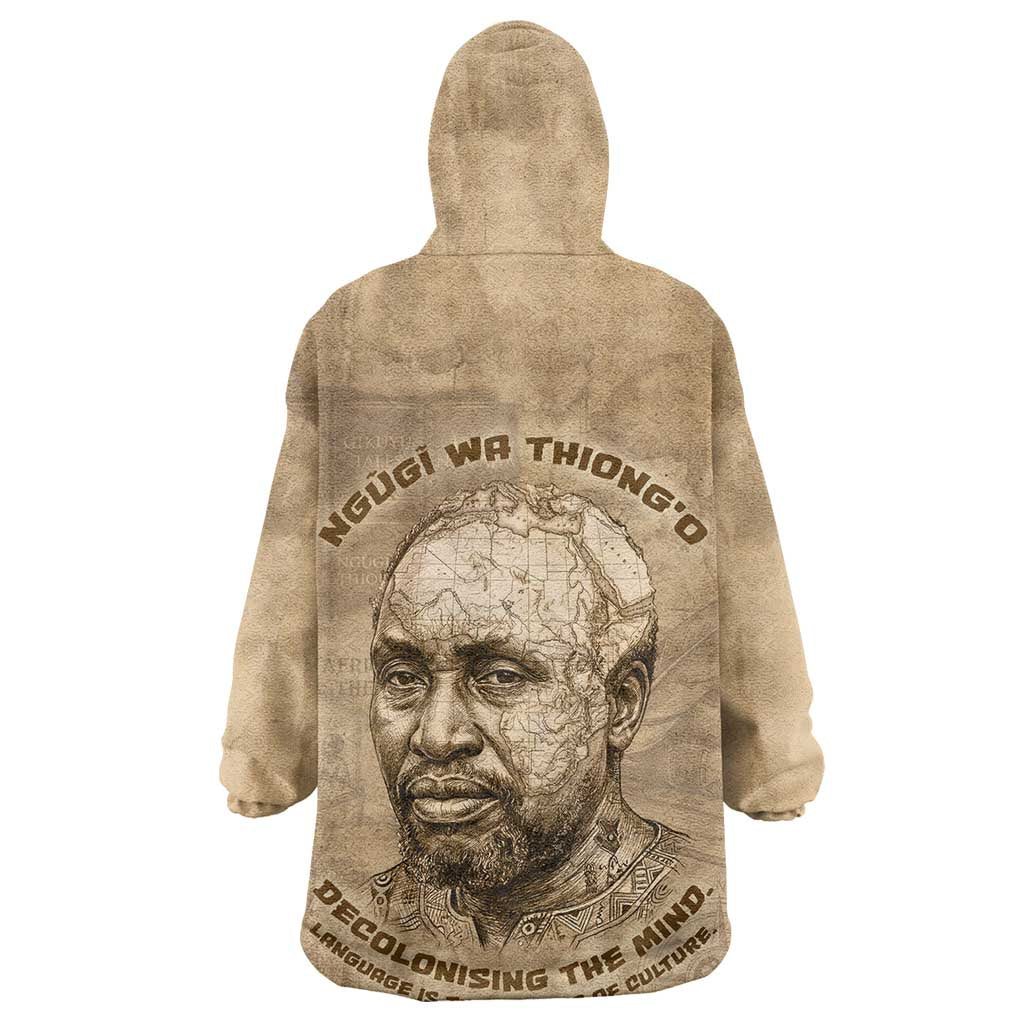 Ngugi wa Thiong O Wearable Blanket Hoodie Vintage Map Ancient African Library - Decolonising the Mind - Wonder Print Shop