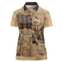 Ngugi wa Thiong O Women Polo Shirt Vintage Map Ancient African Library - Decolonising the Mind - Wonder Print Shop