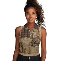 Ngugi wa Thiong O Women Sleeveless Polo Shirt Vintage Map Ancient African Library - Decolonising the Mind - Wonder Print Shop