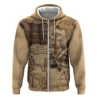Ngugi wa Thiong O Zip Hoodie Vintage Map Ancient African Library - Decolonising the Mind - Wonder Print Shop