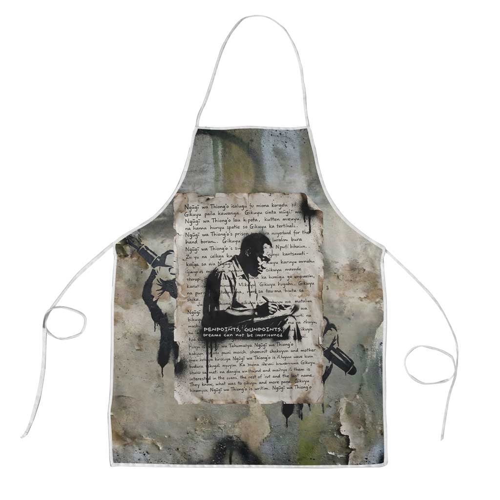 Ngugi wa Thiong O Apron Graffiti Resist Statement Ink Pen Revolution Fist Literary Activism - Wonder Print Shop