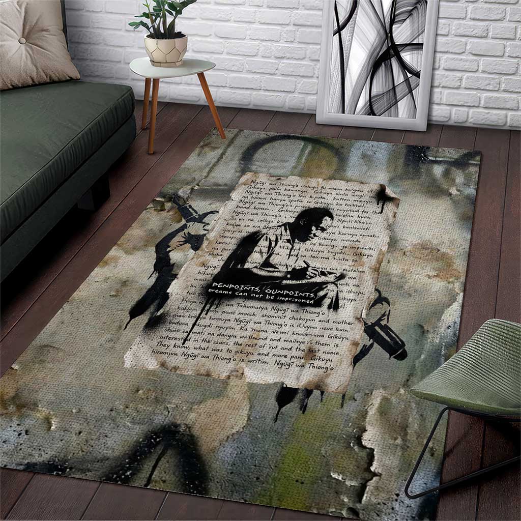 Ngugi wa Thiong O Area Rug Graffiti Resist Statement Ink Pen Revolution Fist Literary Activism - Wonder Print Shop