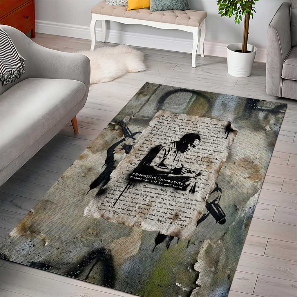 Ngugi wa Thiong O Area Rug Graffiti Resist Statement Ink Pen Revolution Fist Literary Activism - Wonder Print Shop