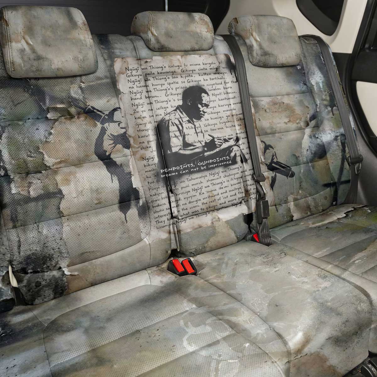 Ngugi wa Thiong O Back Car Seat Cover Graffiti Resist Statement Ink Pen Revolution Fist Literary Activism - Wonder Print Shop