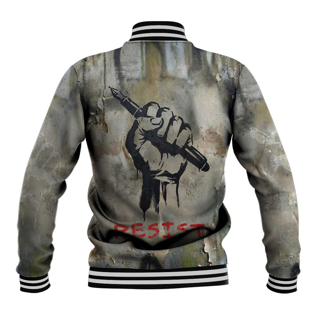 Ngugi wa Thiong O Baseball Jacket Graffiti Resist Statement Ink Pen Revolution Fist Literary Activism - Wonder Print Shop