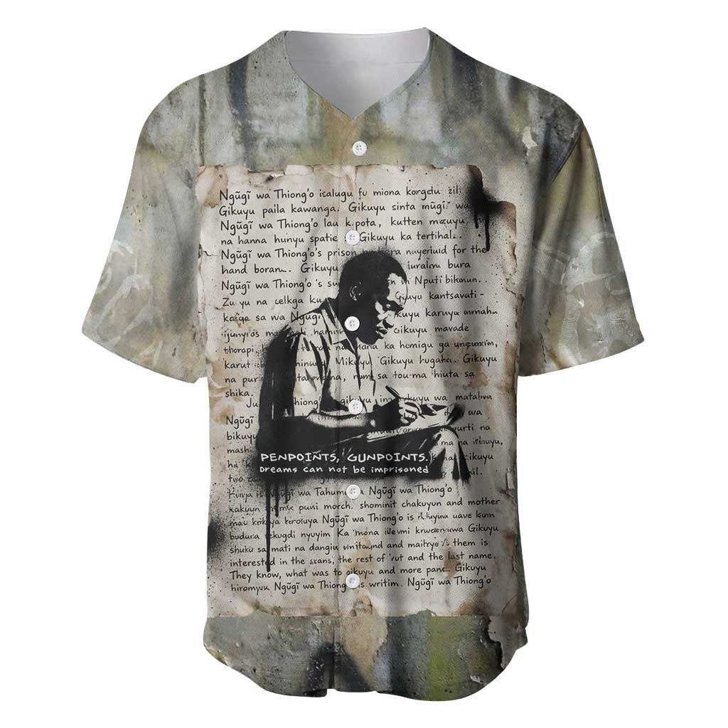 Ngugi wa Thiong O Baseball Jersey Graffiti Resist Statement Ink Pen Revolution Fist Literary Activism - Wonder Print Shop
