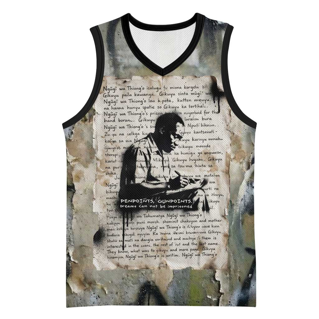 Ngugi wa Thiong O Basketball Jersey Graffiti Resist Statement Ink Pen Revolution Fist Literary Activism - Wonder Print Shop