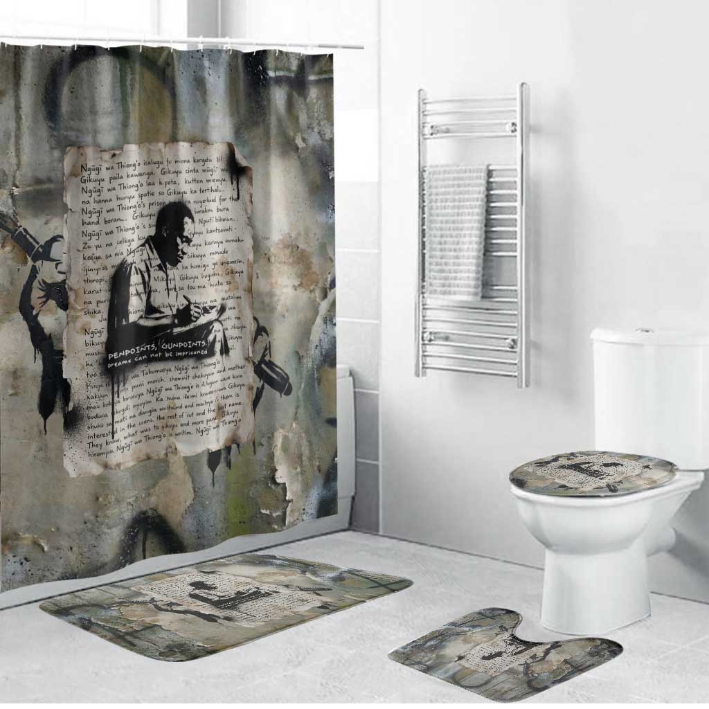 Ngugi wa Thiong O Bathroom Set Graffiti Resist Statement Ink Pen Revolution Fist Literary Activism - Wonder Print Shop