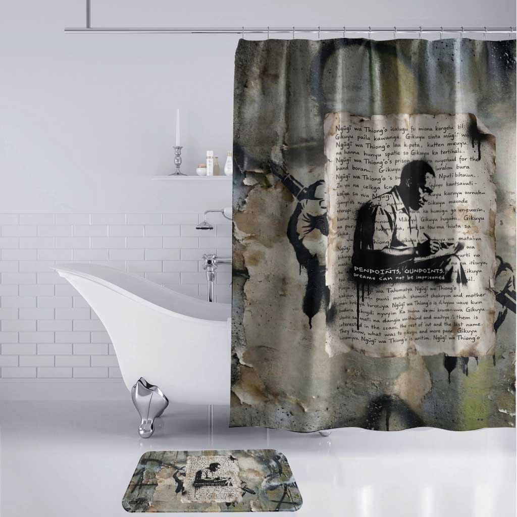 Ngugi wa Thiong O Bathroom Set Graffiti Resist Statement Ink Pen Revolution Fist Literary Activism - Wonder Print Shop