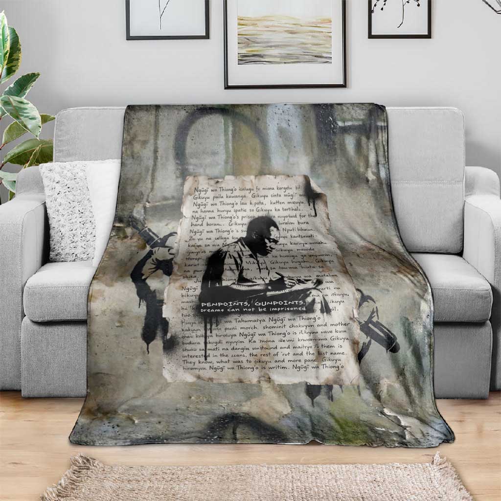 Ngugi wa Thiong O Blanket Graffiti Resist Statement Ink Pen Revolution Fist Literary Activism - Wonder Print Shop