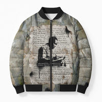 Ngugi wa Thiong O Bomber Puffer Jacket Graffiti Resist Statement Ink Pen Revolution Fist Literary Activism - Wonder Print Shop