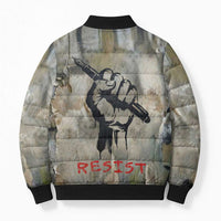 Ngugi wa Thiong O Bomber Puffer Jacket Graffiti Resist Statement Ink Pen Revolution Fist Literary Activism - Wonder Print Shop