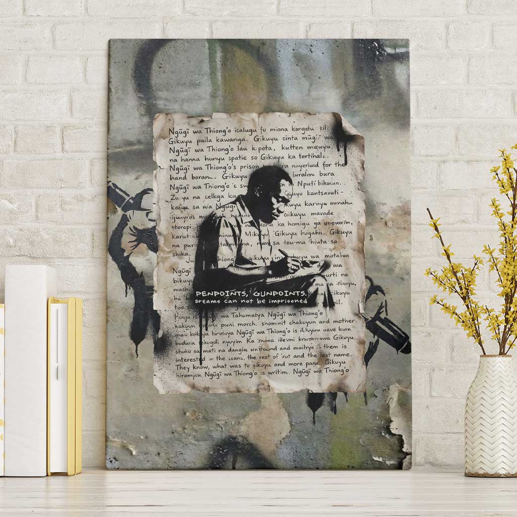 Ngugi wa Thiong O Canvas Wall Art Graffiti Resist Statement Ink Pen Revolution Fist Literary Activism - Wonder Print Shop