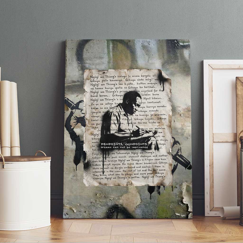 Ngugi wa Thiong O Canvas Wall Art Graffiti Resist Statement Ink Pen Revolution Fist Literary Activism - Wonder Print Shop