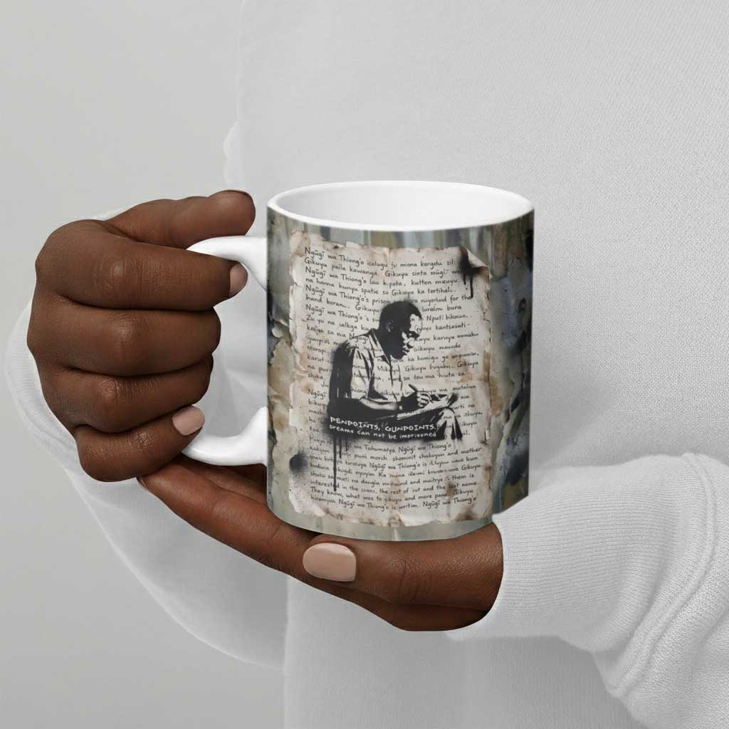 Ngugi wa Thiong O Ceramic Mug Graffiti Resist Statement Ink Pen Revolution Fist Literary Activism - Wonder Print Shop