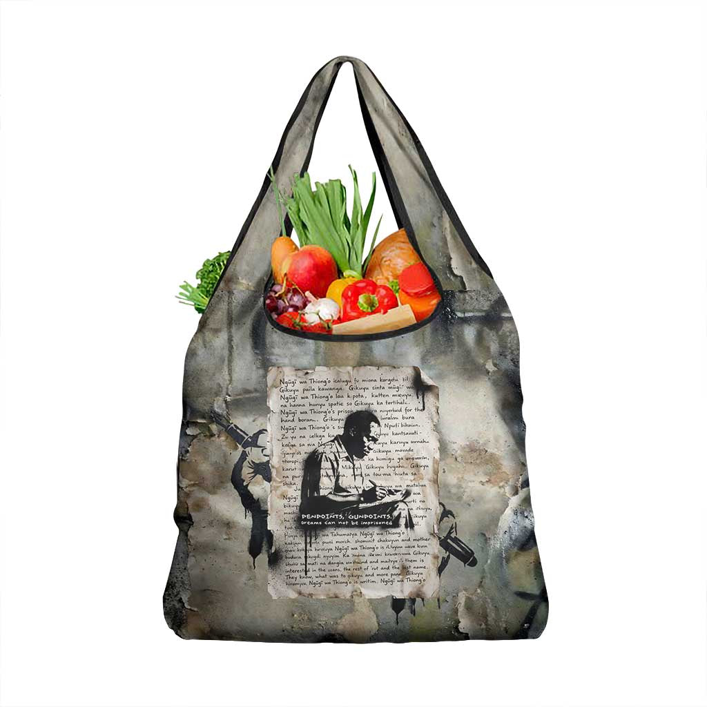 Ngugi wa Thiong O Grocery Bag Graffiti Resist Statement Ink Pen Revolution Fist Literary Activism - Wonder Print Shop