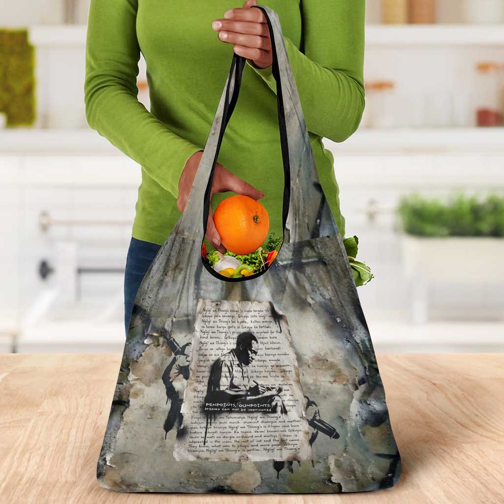 Ngugi wa Thiong O Grocery Bag Graffiti Resist Statement Ink Pen Revolution Fist Literary Activism - Wonder Print Shop