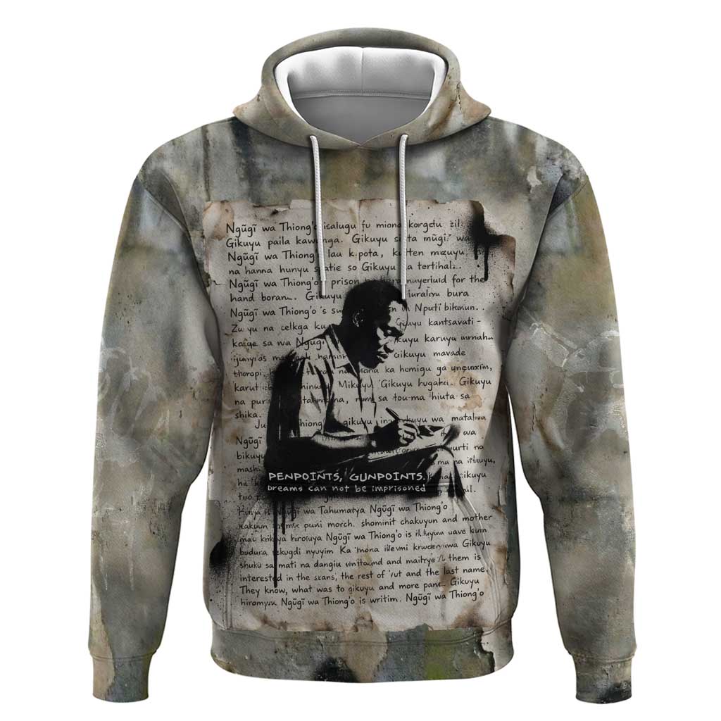 Ngugi wa Thiong O Hoodie Graffiti Resist Statement Ink Pen Revolution Fist Literary Activism - Wonder Print Shop