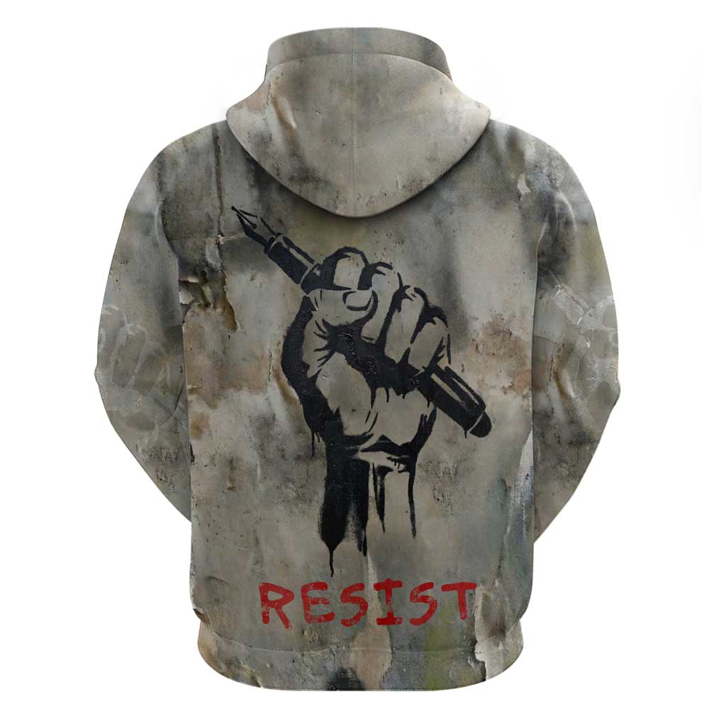 Ngugi wa Thiong O Hoodie Graffiti Resist Statement Ink Pen Revolution Fist Literary Activism - Wonder Print Shop