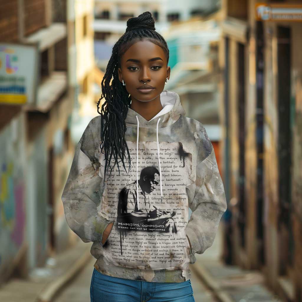 Ngugi wa Thiong O Hoodie Graffiti Resist Statement Ink Pen Revolution Fist Literary Activism - Wonder Print Shop
