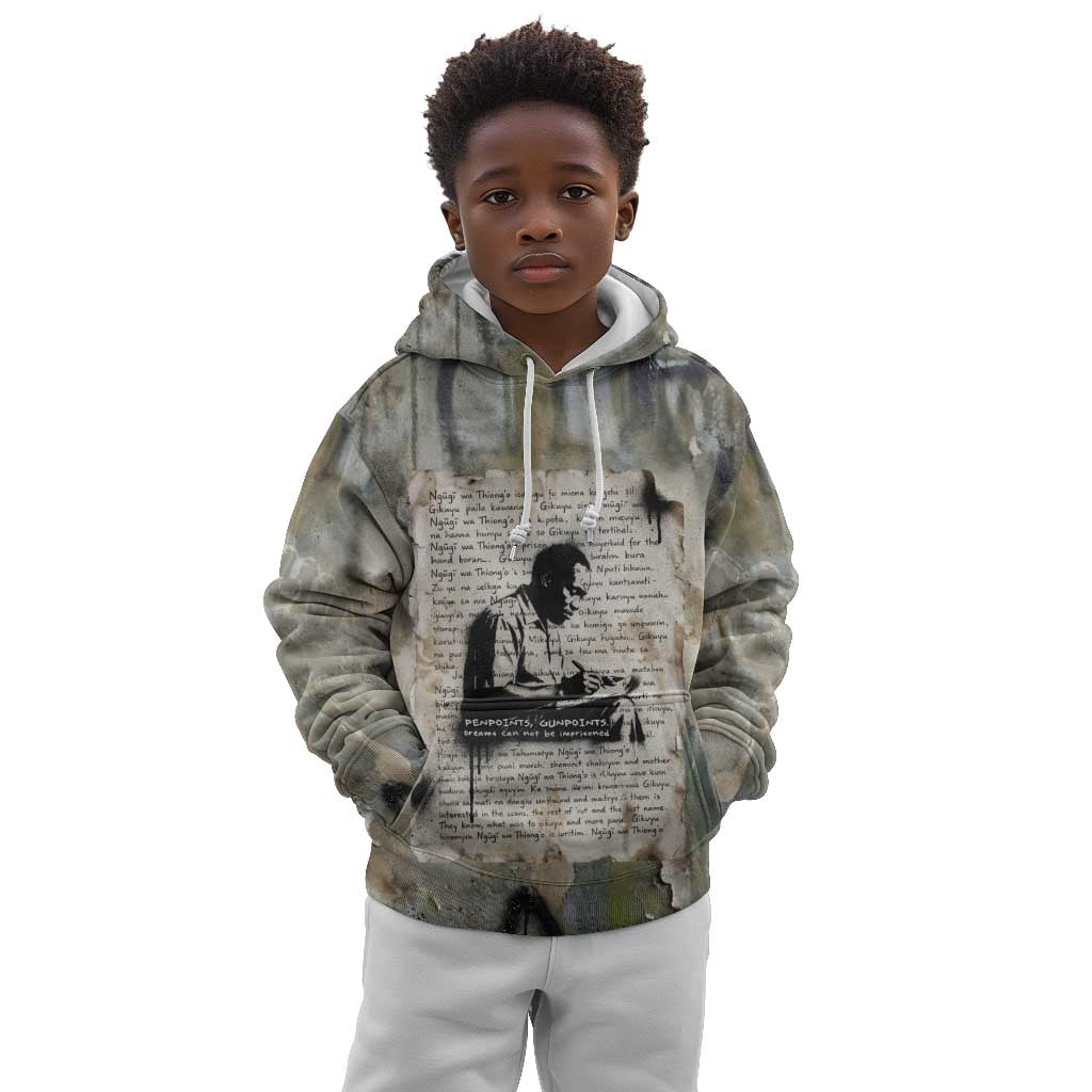 Ngugi wa Thiong O Kid Hoodie Graffiti Resist Statement Ink Pen Revolution Fist Literary Activism - Wonder Print Shop