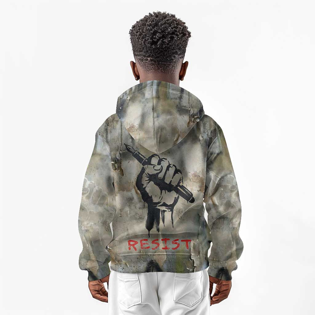 Ngugi wa Thiong O Kid Hoodie Graffiti Resist Statement Ink Pen Revolution Fist Literary Activism - Wonder Print Shop