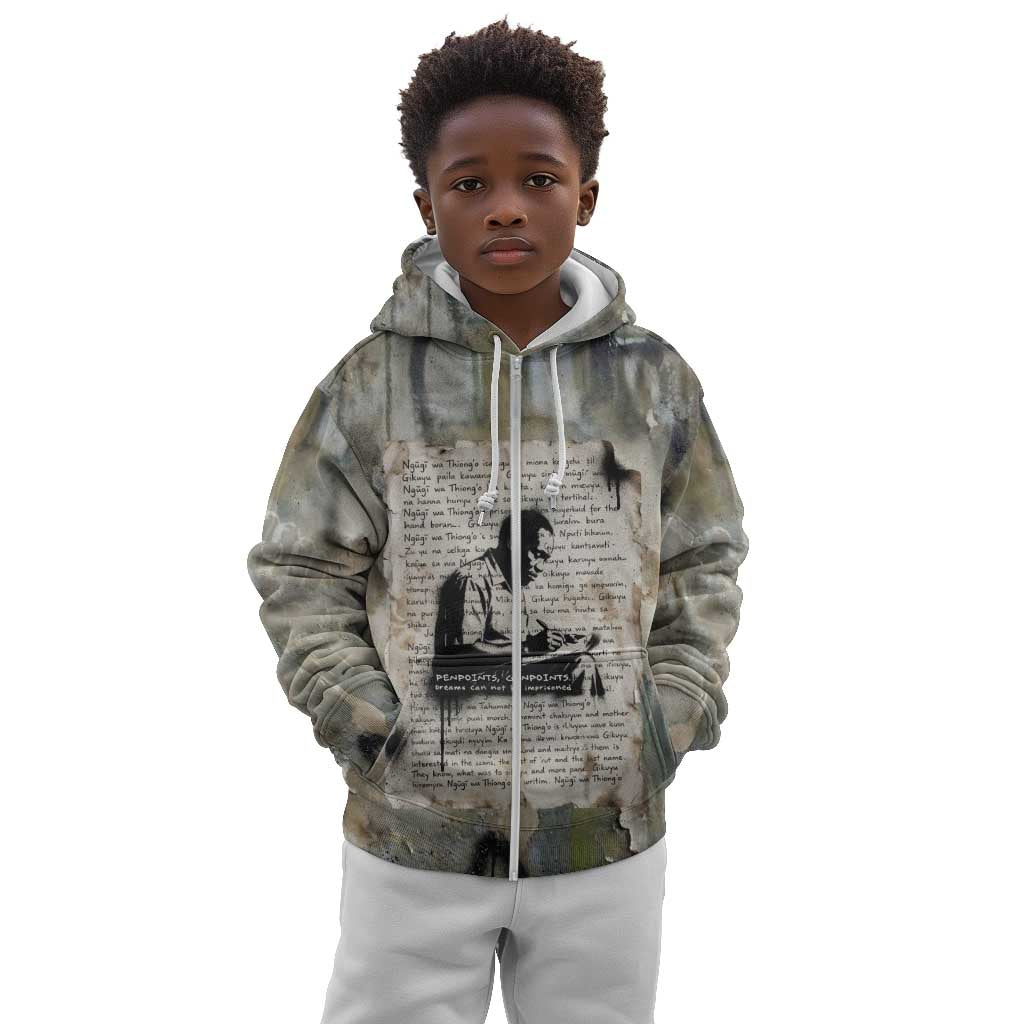 Ngugi wa Thiong O Kid Hoodie Graffiti Resist Statement Ink Pen Revolution Fist Literary Activism - Wonder Print Shop