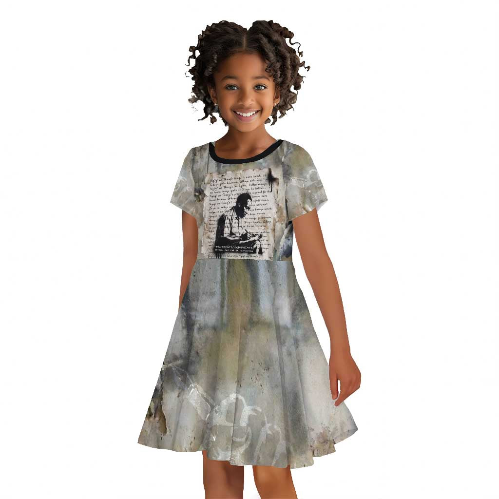 Ngugi wa Thiong O Kid Short Sleeve Dress Graffiti Resist Statement Ink Pen Revolution Fist Literary Activism - Wonder Print Shop