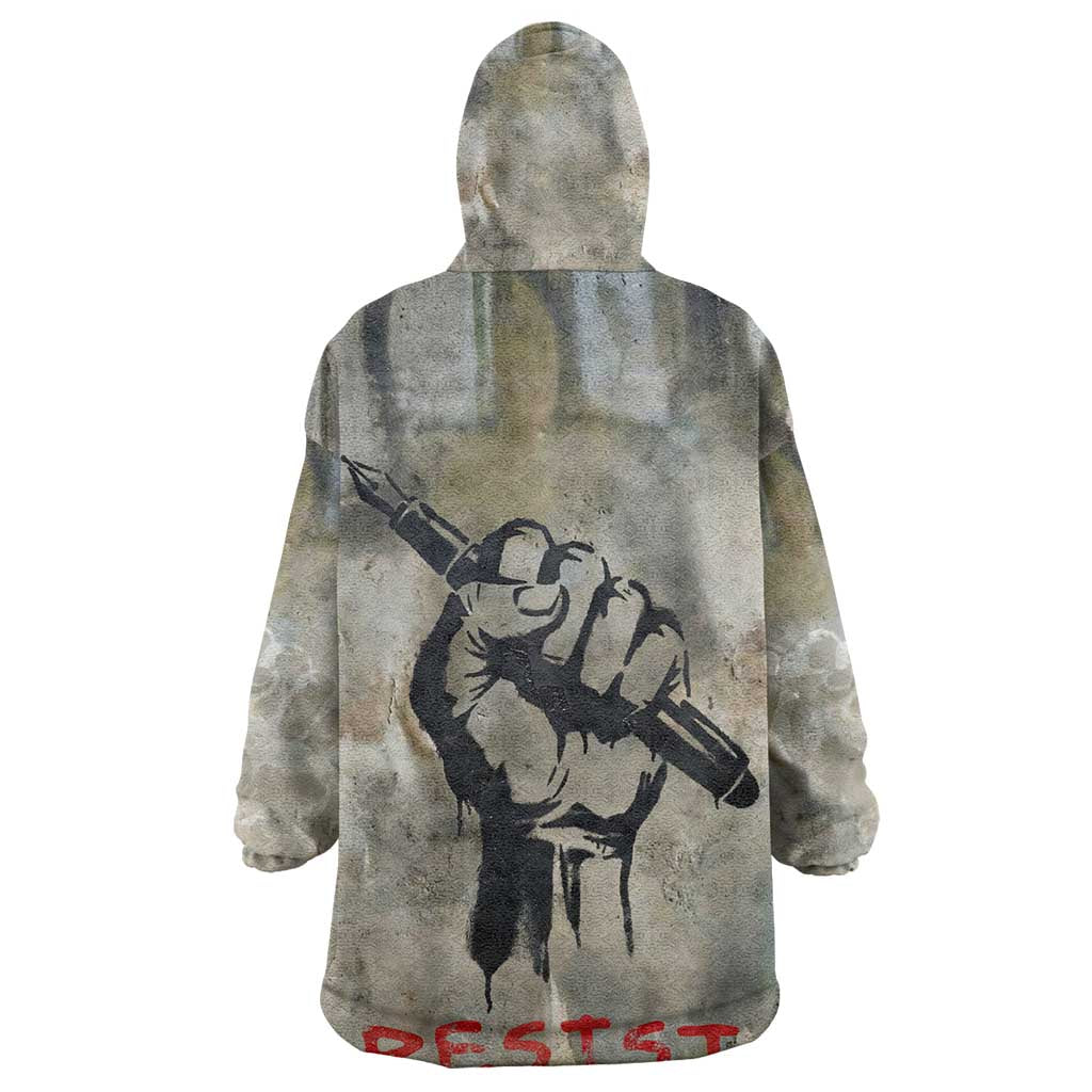 Ngugi wa Thiong O Kid Wearable Blanket Hoodie Graffiti Resist Statement Ink Pen Revolution Fist Literary Activism - Wonder Print Shop