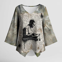 Ngugi wa Thiong O Kimono Sleeve Blouse Graffiti Resist Statement Ink Pen Revolution Fist Literary Activism - Wonder Print Shop