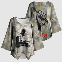 Ngugi wa Thiong O Kimono Sleeve Blouse Graffiti Resist Statement Ink Pen Revolution Fist Literary Activism - Wonder Print Shop