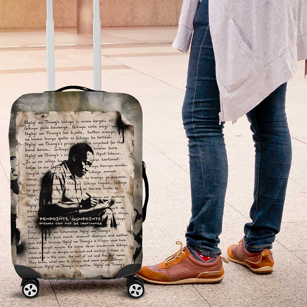 Ngugi wa Thiong O Luggage Cover Graffiti Resist Statement Ink Pen Revolution Fist Literary Activism - Wonder Print Shop