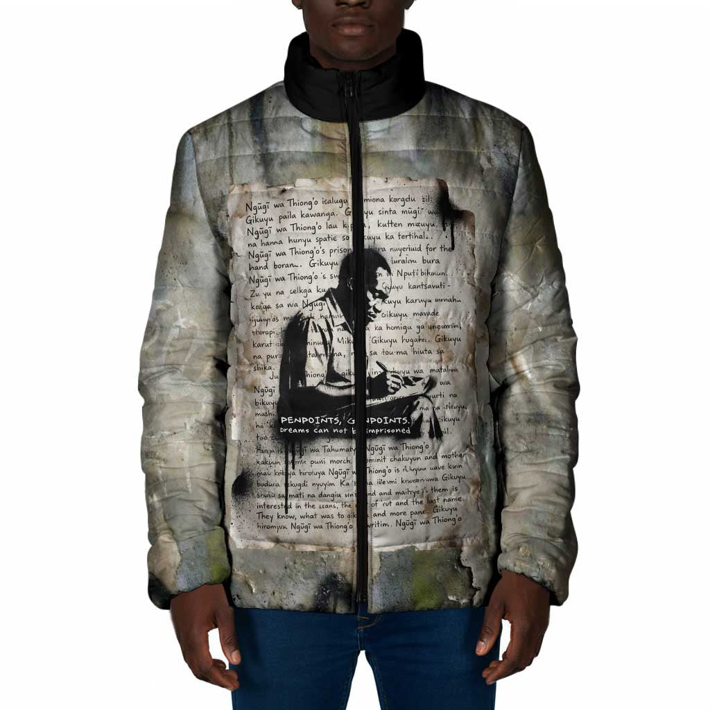 Ngugi wa Thiong O Padded Jacket Graffiti Resist Statement Ink Pen Revolution Fist Literary Activism - Wonder Print Shop