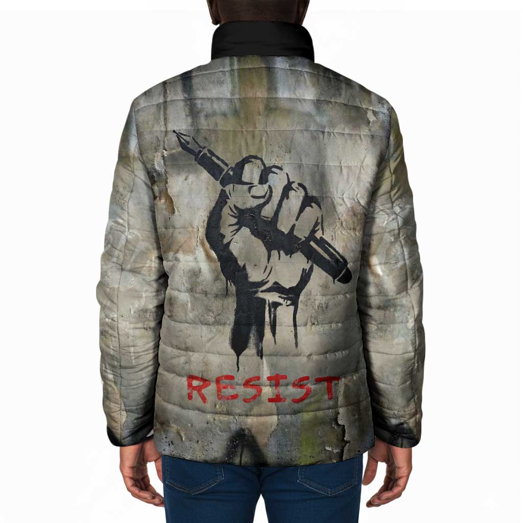Ngugi wa Thiong O Padded Jacket Graffiti Resist Statement Ink Pen Revolution Fist Literary Activism - Wonder Print Shop