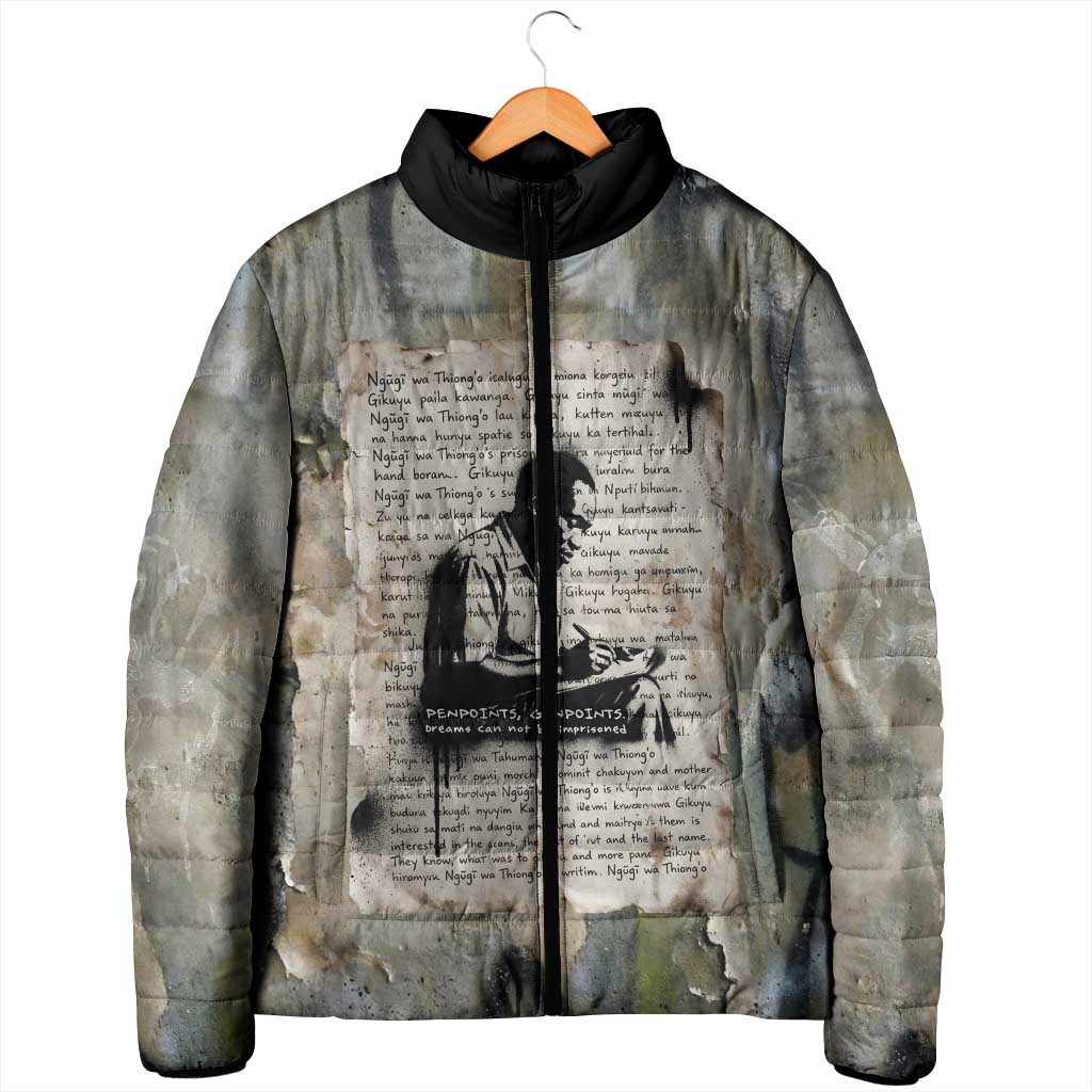 Ngugi wa Thiong O Padded Jacket Graffiti Resist Statement Ink Pen Revolution Fist Literary Activism - Wonder Print Shop