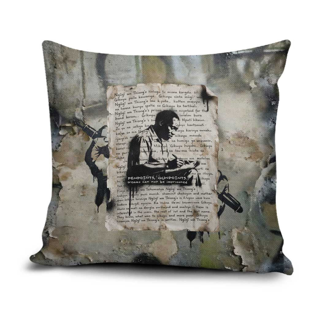 Ngugi wa Thiong O Pillow Cover Graffiti Resist Statement Ink Pen Revolution Fist Literary Activism - Wonder Print Shop